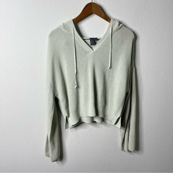 Sweaty Betty Avocado Green Knitted Hoodie Crop Sweater Womens Size 8 - Picture 7 of 12